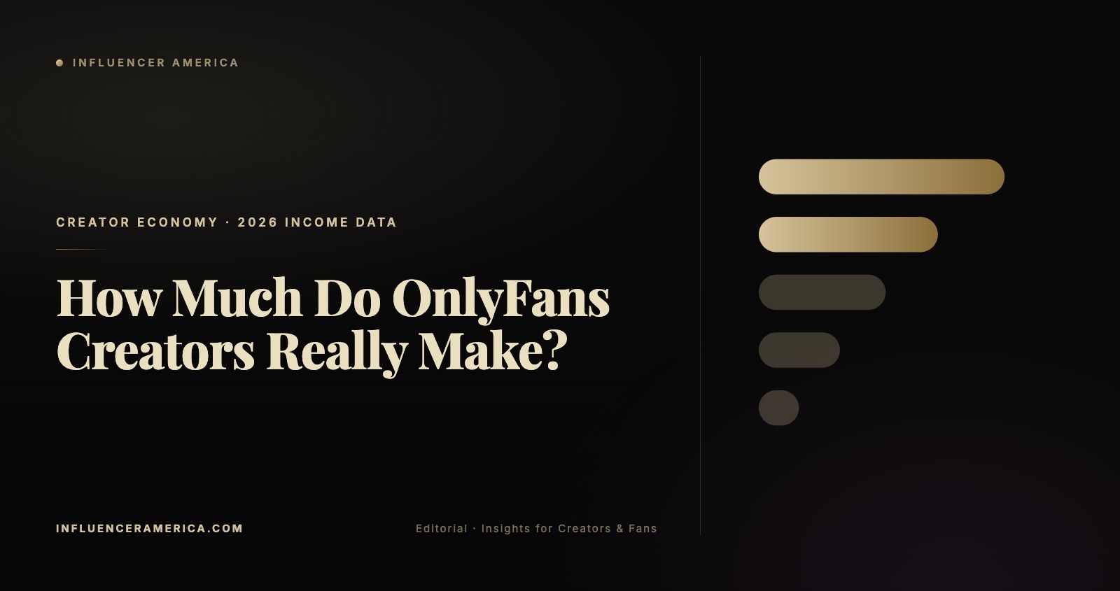 Luxury editorial illustration representing OnlyFans creator earnings — gold and black tones, data visualization theme